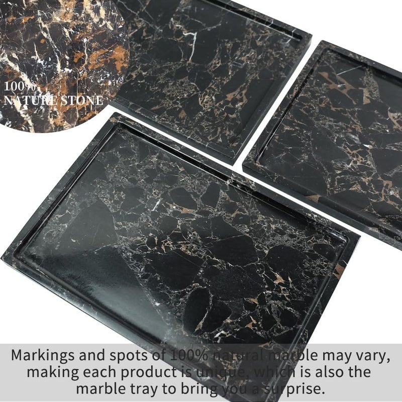 Future stone 100% Natural Marble Serving Tray Luxury Calaccata Viola Marble Storage Tray for Home Decor Stone Tray for Bathroom/Kitchen/Vanity/Dresser,Plate Holder for Tissues, Candles, Towel - Image 3